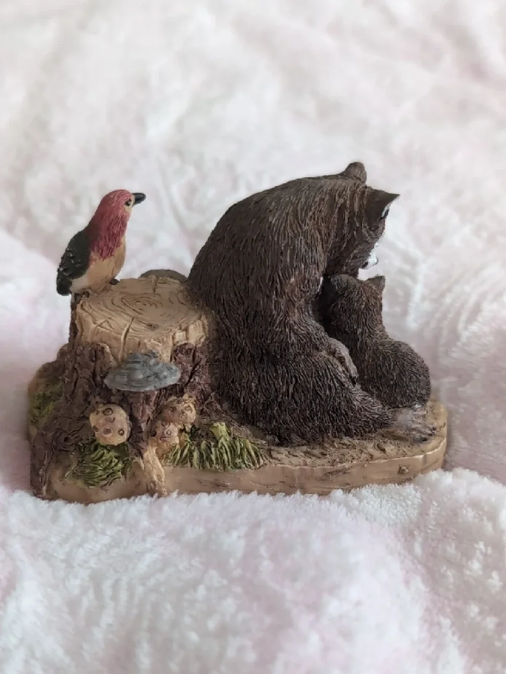Young's Inc. Woodland Raccoon & Bird Habitat Figurine